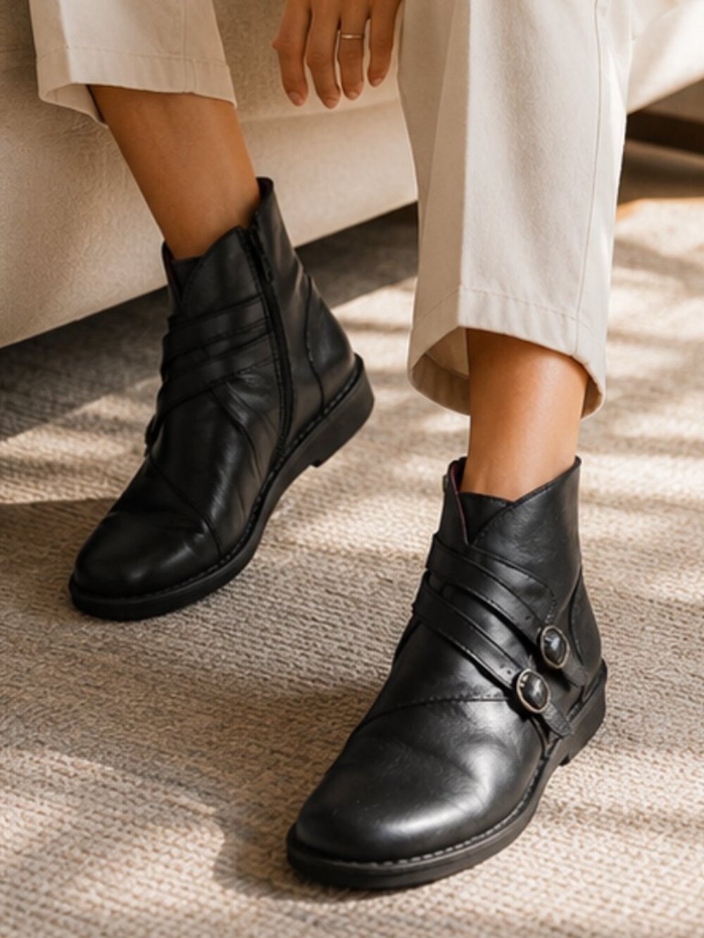 Kickers Black Leather Ankle Boots EU 39 Wide Fit Made in EU Comfort Boots